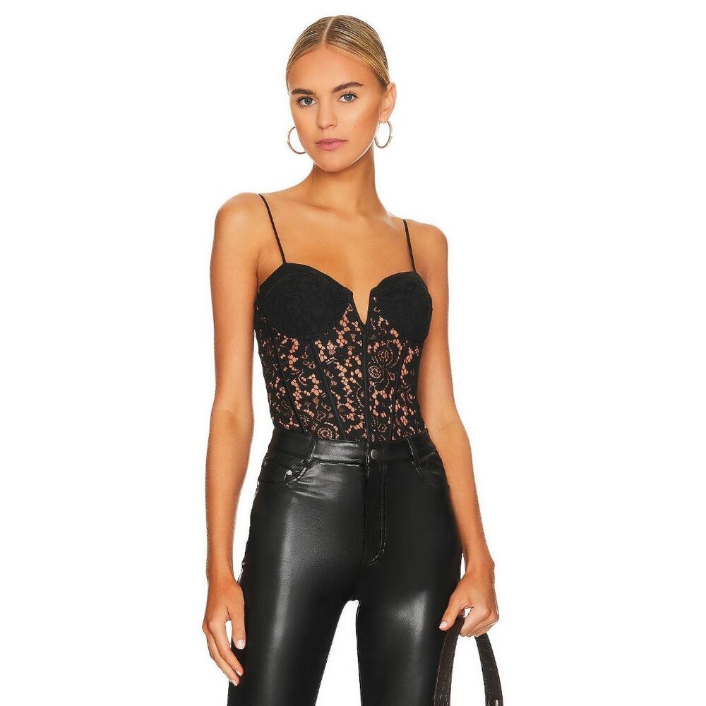 CAMI NYC Anne Corded Lace Bodysuit in Black 2 New Womens Sleeveless Cami Top